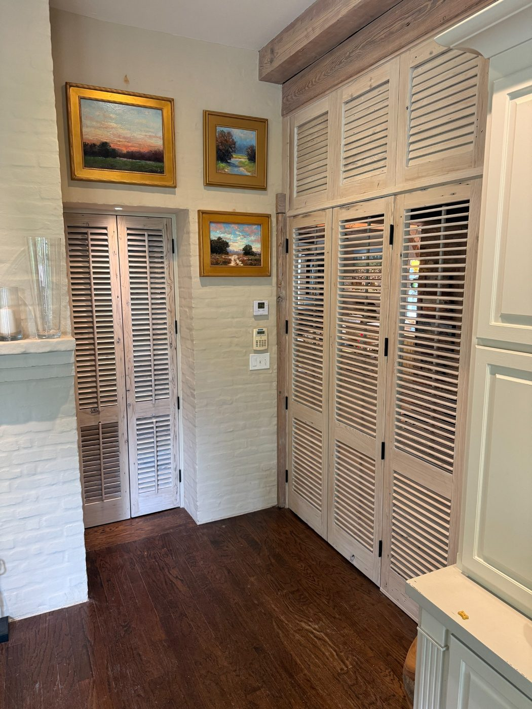 Custom stained wood shutters in a Baton Rouge home