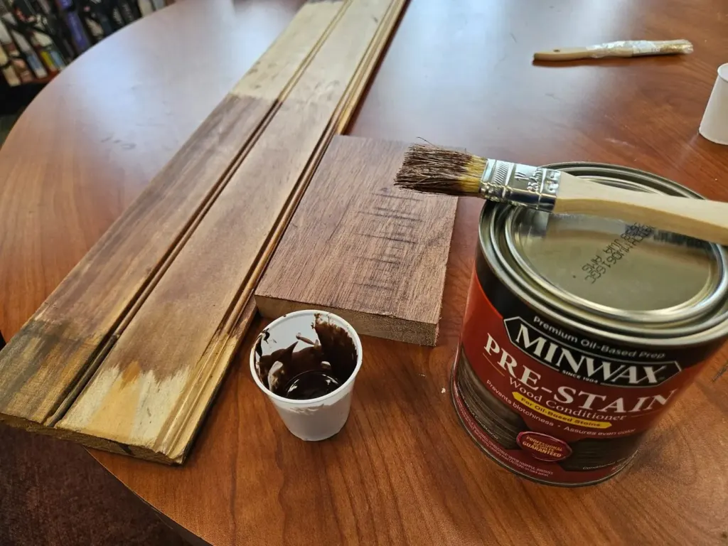 Cabinet door with a custom-matched wood stain in Baton Rouge